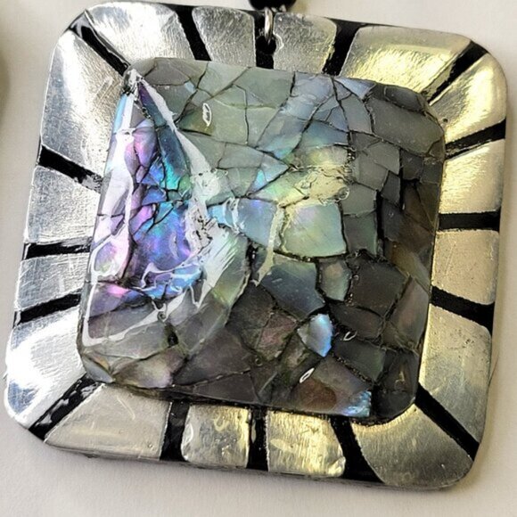 Abalone Style Square Earrings - Picture 3 of 10